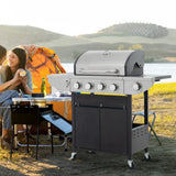 Propane Grill 4 Burner Barbecue Grill Stainless Steel Gas Grill with Side Burner, 46,500 BTU Outdoor W3212P279748