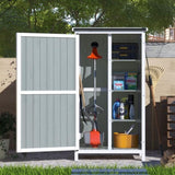 54" Two-Tone Storage Shed - Gray & White Design with Sloped Roof & 5 Compartments N769P282381G
