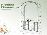 2-in-1 Garden Arbor with Gate - Latchable Double DoorsSide Trellis, Galvanized Metal, Black 93168274