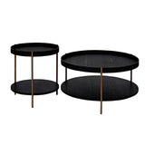 2-Piece Modern 2 tier Round Coffee Table Set for Living Room,Easy Assembly Nesting Coffee Tables, W2582P167726