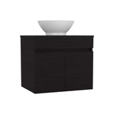 Vessel Sink Vanity Manchester, Two Drawers and Open Shelf, Black B070P316869
