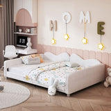 Full size Upholstered Daybed, Sherpa Fabric Sofabed with Cloud-Shaped Backrest, No Box-spring N733P234605K