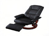 Black Manual Swivel Faux Leather Lounge Chair with Footrest & Armrest, Perfect for Living Room 52877052