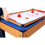 ZNTS 5-in-1 Multi-Game Table - Billiards, Push Hockey, Foosball, Ping Pong, and Basketball brown /blue W465P164156