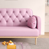 Loveseat sofa with tulip pattern Modern Upholstered Two Seater PU Sofa with 2 dumpling-shaped throw W1767106514