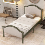 ZNTS Twin Size Bed Frame with Headboard and Footboard, Upholstered Twin Platform Bed with Strong Wooden W504140832