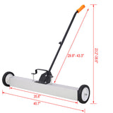 36" Rolling Magnetic Pick-Up Sweeper, Heavy Duty Push-Type with Release, for Nails Needles Screws W46577098
