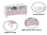 4 Cube Kids Bookcase & Toy Storage Organizer with 3 Fabric Drawers for Playroom Storage,Pink 14717049