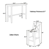 TOPMAX Farmhouse 48"Rectangular Wood Bar Height Dining Set Kitchen Breakfast Nook with 2 Chairs for N717P195018E