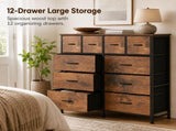 12-Drawer Dresser, Fabric Storage Tower for Bedroom, Hallway, Entryway, Closet, Tall Chest Organizer 10526119