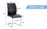 Luxury Simple Arch Chair - Set of 2 Black PU Material High Resilience Dining Chair with Arched Metal W1151P154868