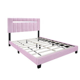 Pink Velvet Upholstered Bed Frame with Adjustable Features, Teenage Girl's Favorite Pink Collection. W1867P143798