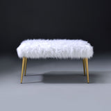 White and Gold Bench with Straight Legs B062P189115