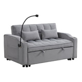 Modern Velvet Loveseat Futon Sofa Couch w/Pullout Bed,Small Love Seat Lounge Sofa with adjustable W2297P224268