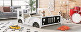 Full Size Classic Car-Shaped Platform Bed with Wheels,White WF306743AAK