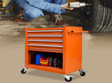 4 DRAWERS MULTIFUNCTIONAL TOOL CART WITH WHEELS-ORANGE 39411737