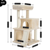 ZNTS Modern Small Cat Tree Cat Tower With Double Condos Spacious Perch Sisal Scratching Posts,Climbing 07745990