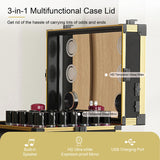 Portable Nail Art Table w/ LED Mirror, Bluetooth, Lockable Drawers, Telescopic Pole - Folding 98979959