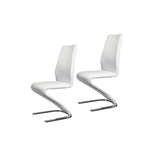 Contemporary Style Z-Shaped Chair Base 2pcs Chairs White Leatherette Chrome Finish Side Chair B011P152662