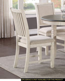 Antique White Finish Wooden Side Chairs 2pcs Set Textured Fabric Upholstered Dining Chairs B01155793