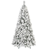 Artificial 8ft Flock Christmas Tree with 1445PVC/Hard Needle Mixed Branch Tips,Hinged Premium & 71774601