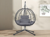 Egg Chair with Stand Indoor Outdoor Swing Chair Patio Wicker Hanging Egg Chair Hanging Basket Chair W874106468
