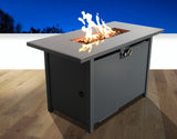 43" Smoked Glass Metal Rectangle Fire Pit B120142308