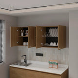 Natural Oak Wall Cabinet kitchen in Melamine with 4-Door and Open Storage B062P290289