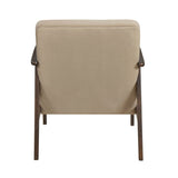 ZNTS Mid-Century Modern Design 1pc Accent Chair Light Brown Velvet Upholstery Dark Walnut Finish Wood, B011P256601