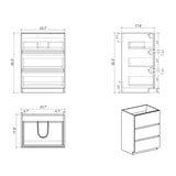Alice-24F-105,Floor cabinet WITHOUT basin, Walnut color, With three drawers, Pre-assembled W1865107126