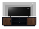 Aria 66 inch TV Stand for TVs up to 80 inches, No Assembly Required, Black and Walnut Finish B108P292258