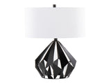 me Tri 28" Contemporary Metal Table Lamp in Matte Black Metal with White Linen Shade from Grandview B202P224044