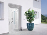 Handmade Deep Green Ceramic Planter, 17 Inch Diameter, 1 Piece, Horizontal Ripples Pattern, for W3273P326363