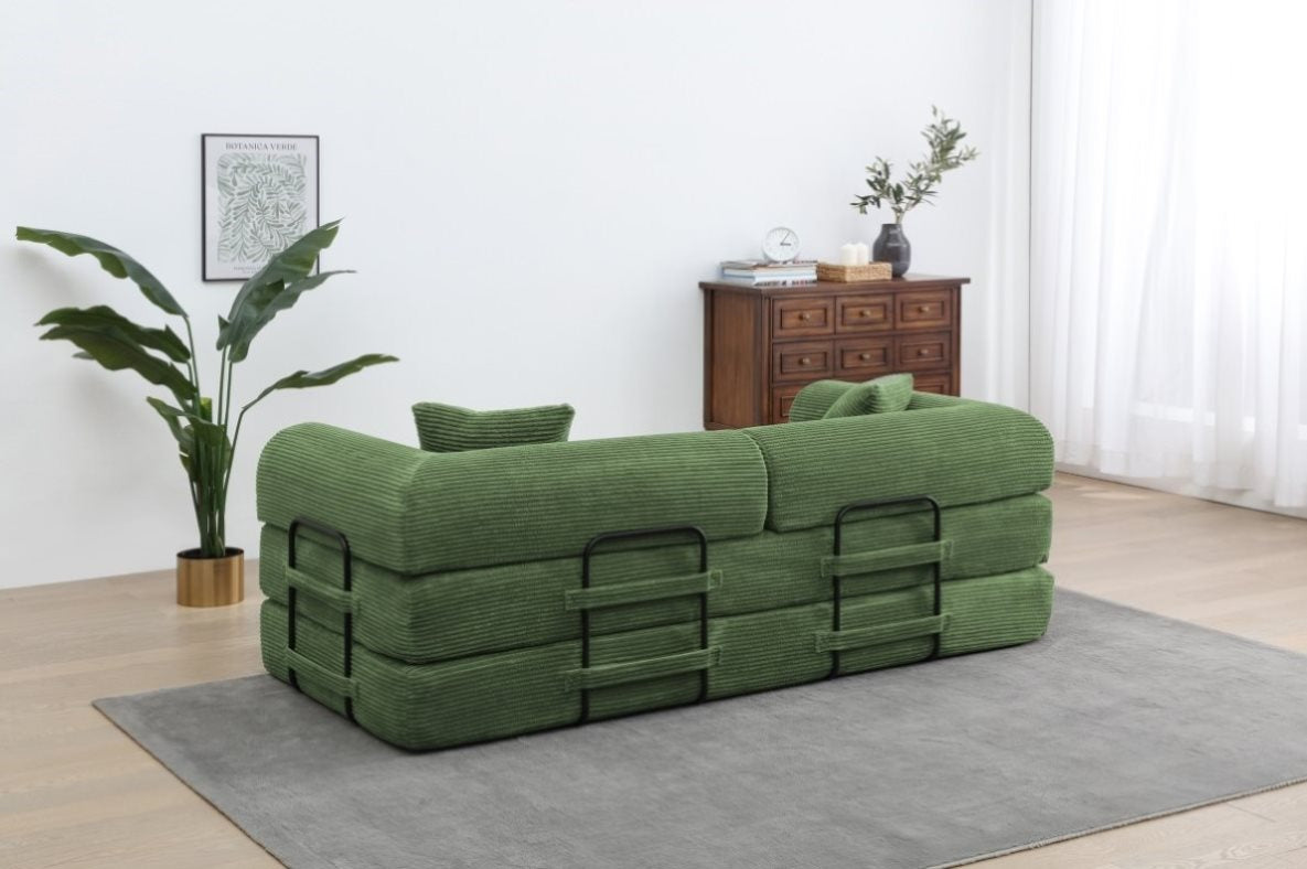 ZNTS Convertible Sleeper Sofa Bed with Cylindrical Pillow - Corduroy Folding Mattress Couch with W3199P322614