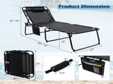 Oversized Patio Chaise Lounge, 27" Wide 4-Position Adjustable Backrest Folding Tanning Chair-Black 23769498
