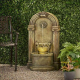 35.25" High Outdoor Weather Resistant Floor Fountain with LED Lights, Light Brown 71768.00LBRN