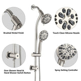 Drill-Free Stainless Steel Slide Bar Combo Rain Showerhead 7-Setting Hand, Dual Shower Head Spa W121947649