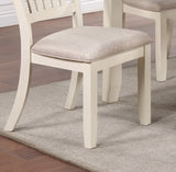 ZNTS White Classic 2pcs Dining Chairs Set Rubberwood Beige Fabric Cushion Seats Slats Backs Dining Room B011120833