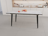 47" expandable to 63" inch MDF square white marble patterned dining table, modern industrial kitchen W2189P174790
