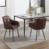 Dining Set of 2, Upholstered Kitchen with Comfortable Seat, Faux Leather Vintage W3112P262571