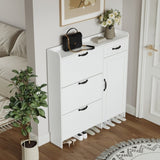White color shoe cabinet with 4 doors 1 drawers,large space for storage W1320P147738