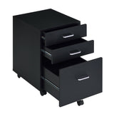 ZNTS Black and Chrome 3-Drawer Rectangular File Cabinet B062P184517