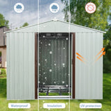 8ft x 4ft Outdoor Metal Storage Shed With window and metal foundation White W54071039