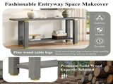 U_Style 62.9" Modern Minimalist Console Table, Solid Wood Entryway Sofa Table with Metal Accents, N711P289140E