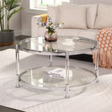 ZNTS W82153572 Contemporary Acrylic Table, 32.3'' Round Tempered Glass Table, Chrome/Silver W107184326