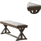 Ash Gray Contemporary Solid wood Veneer Dining Room 1pc Bench Cream Cushion Seat Unique Legs Bench B011P160336