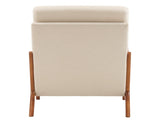 High Back Solid Wood Armrest Backrest Iron Frame Linen Indoor Leisure 23435741