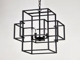 4-Light Metal Lantern Tiered Pendant Hanging Light Fixtures, Industrial Farmhouse Adjustable Height W1592P246889