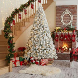 5FT Flocked Christmas Tree 407 Tips Artificial Plant with 150 Warm White Lights Sturdy Metal Stand 36299344