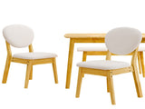 1 Table 2 Chairs 1 Bench Dining Set, Rubber Wood Frame with Beige Upholstered Seats, Natural Wood 59560900